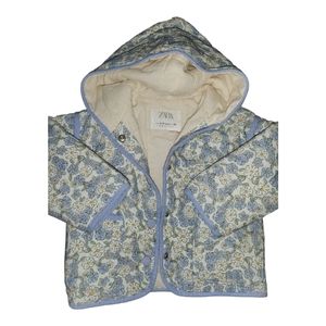 NEW ZARA Floral Flower Print Jacket Blue Cream  9-12 Months